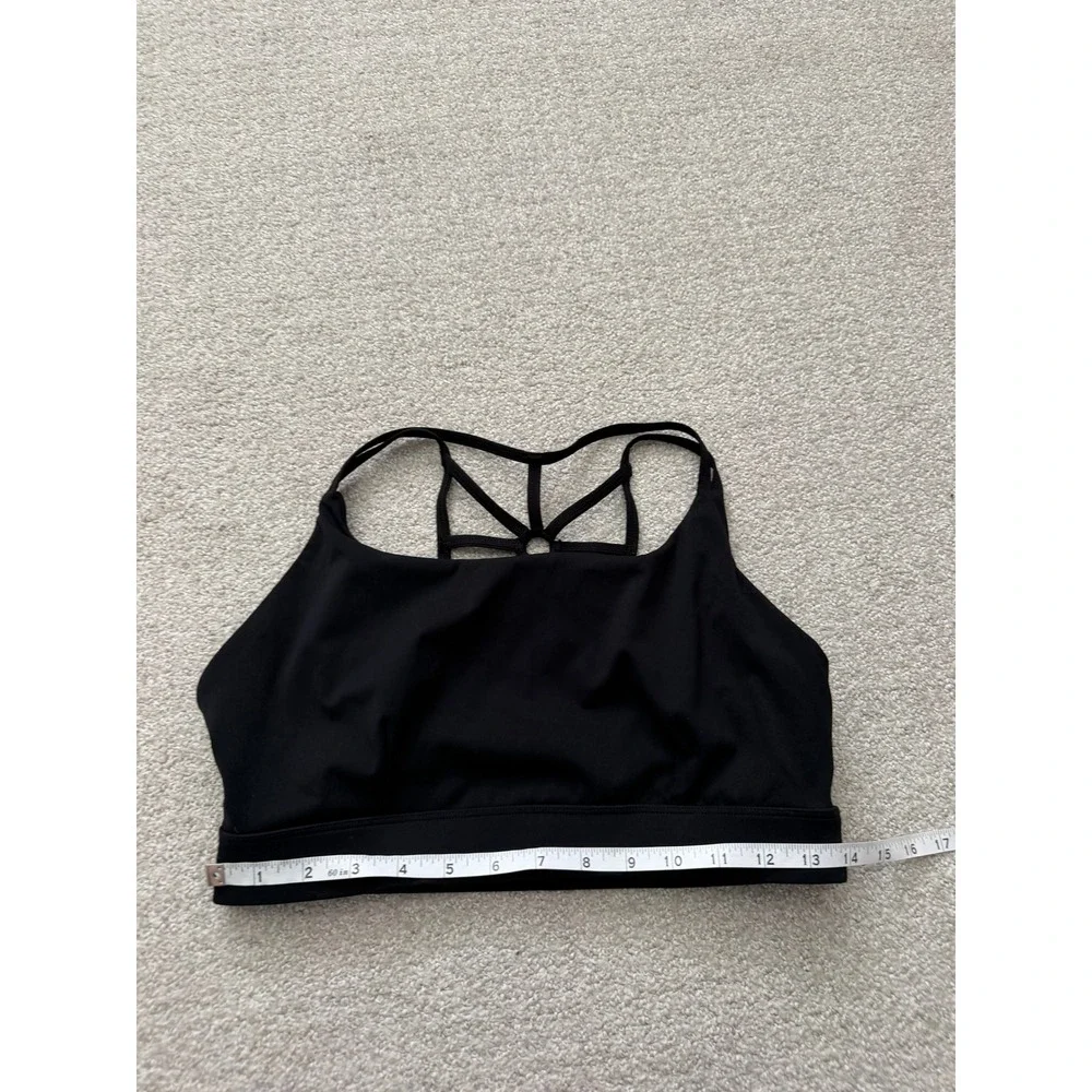 Sol & Mane alexandria Womens Strappy Back Sports Bra Black Large Yoga Activewear